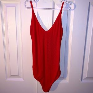 Aritzia Talula Dalal Ribbed Red Bodysuit Size S/P